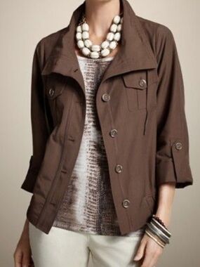 Chico's Brown Utility Button-Front Jacket